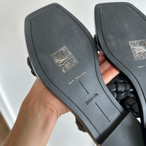 Dolce Vita Double Braided Strap Square Toe Sandals Black 9 - Picture 5 of 6